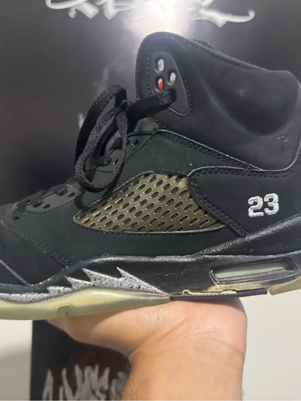 2007 Nike Air Jordan 5 Retro Black Metallic Size 6.5